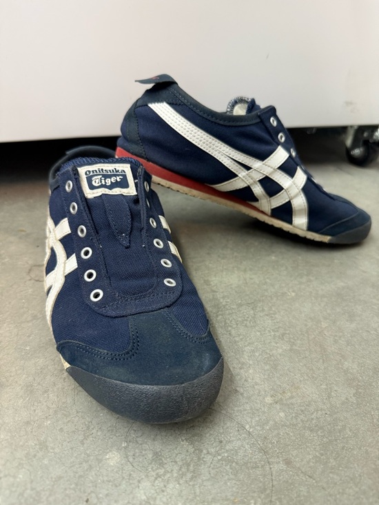Onitsuka Tiger by Asics Other - Onitsuka Tiger by Asics Navy and White Slip-On Sneakers with Red Sole Accent